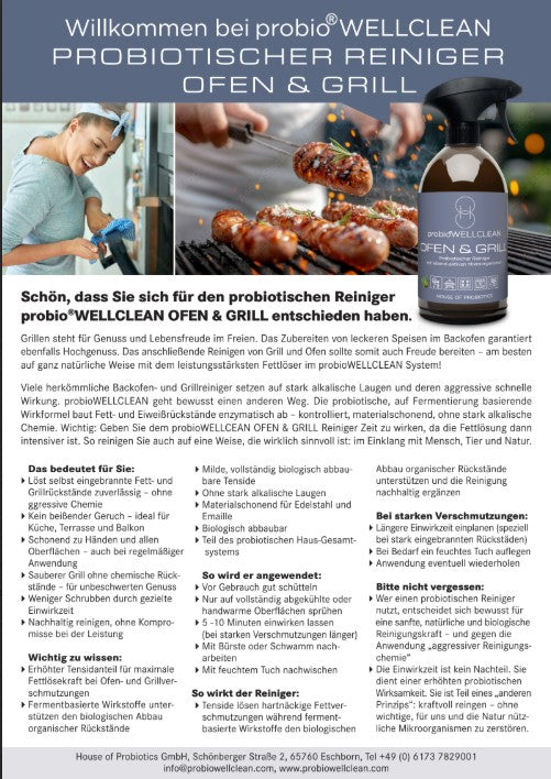 NEU !! 2er-Set probiotischer OFEN & GRILL Reiniger (sofort anwendbar, 500ml + 5-fach-Konzentrat)