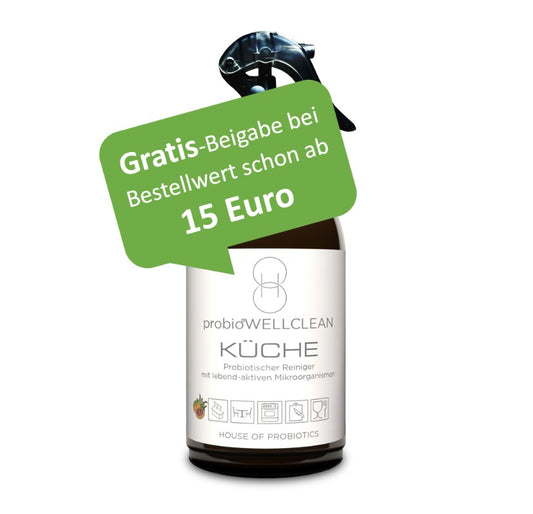 GRATIS-Beigabe bei Bestellwert ab 15 €: probiotischer KÜCHE Reiniger (500ml)