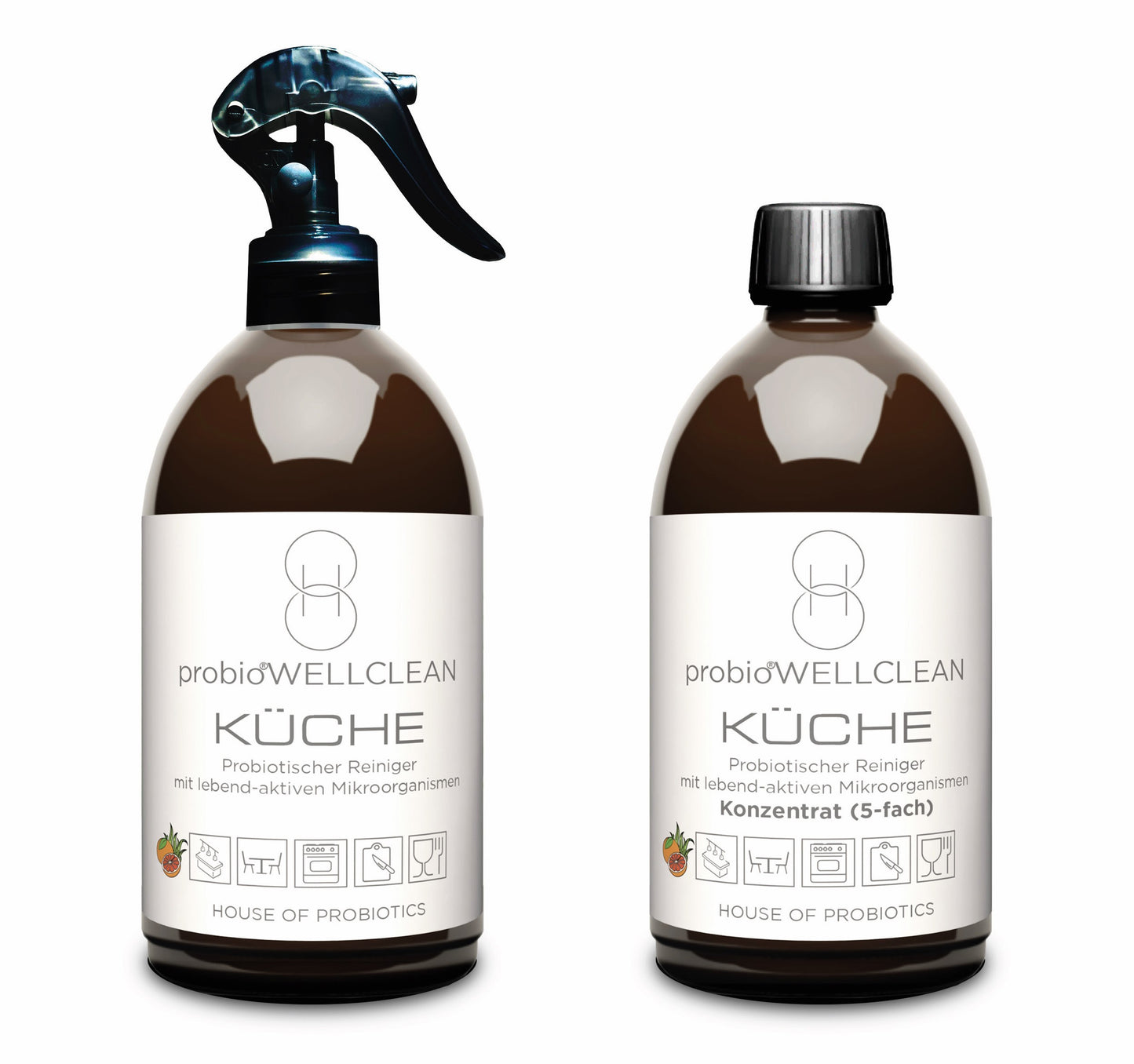 2er-Set probiotischer KÜCHE Reiniger (sofort anwendbar, 500ml + 5-fach-Konzentrat, 500ml, ergeben 3 Liter probiotischen KÜCHE Reiniger)