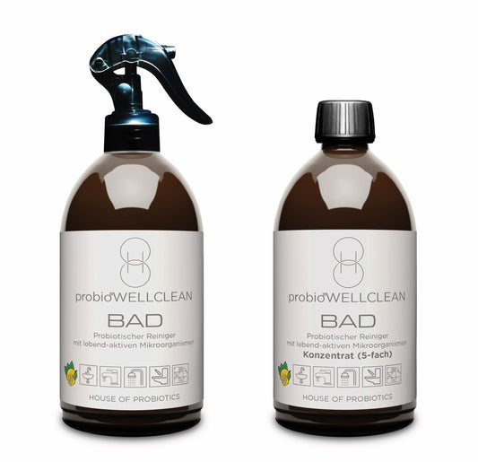 2er-Set probiotischer BAD Reiniger (sofort anwendbar, 500ml + 5-fach-Konzentrat, 500ml, ergeben 3 Liter probiotischen BAD Reiniger)