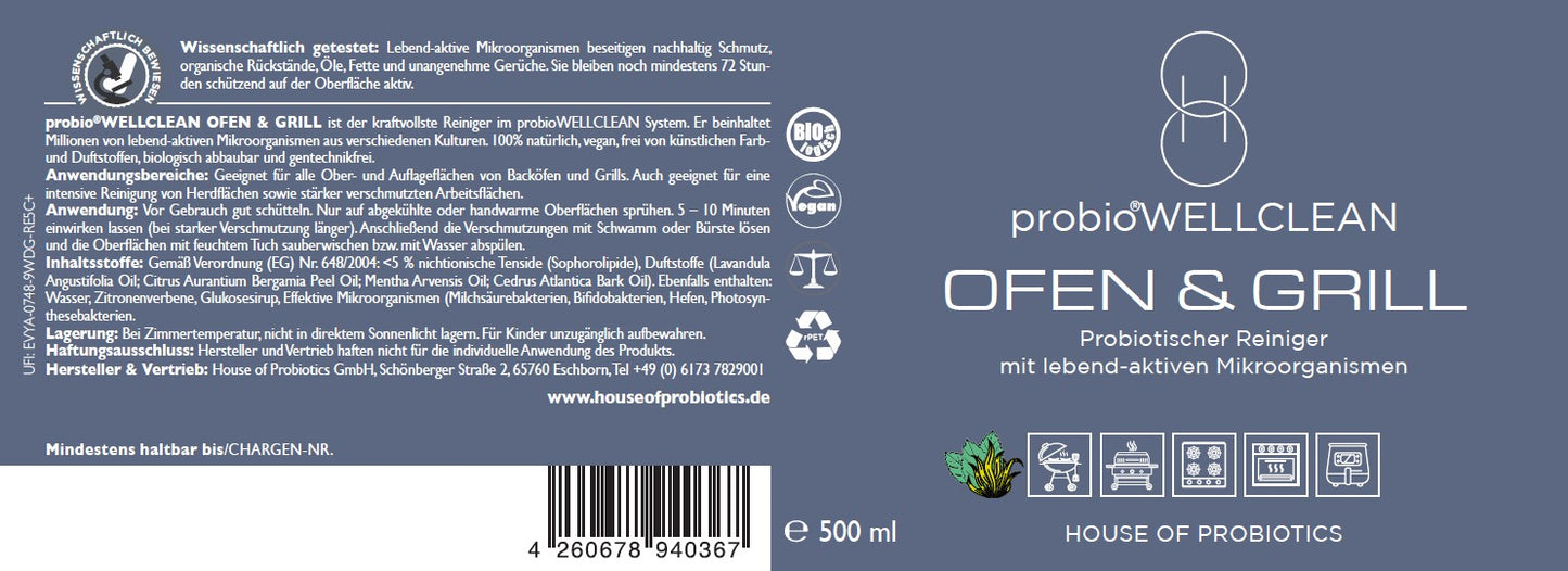 NEU !! 2er-Set probiotischer OFEN & GRILL Reiniger (sofort anwendbar, 500ml + 5-fach-Konzentrat)