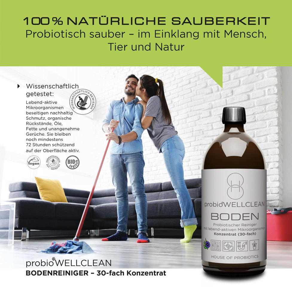 Probiotischer BODEN Reiniger (30-fach-Konzentrat, 1 Liter, ergibt 30 Liter BODEN Reiniger