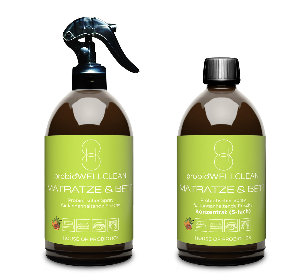 NEU: 2er-Set probiotischer MATRATZE & BETT Frischespray (sofort anwendbar, 500ml + 5-fach-Konzentrat, ergeben 3 Liter!)